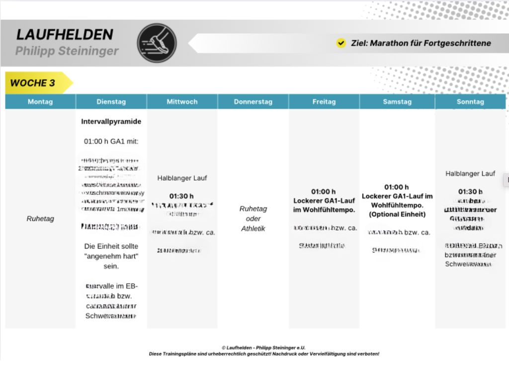 Beispielwoche 3_Marathon Trainingsplan Marathon Trainingsplan Woche 3 Beispiel